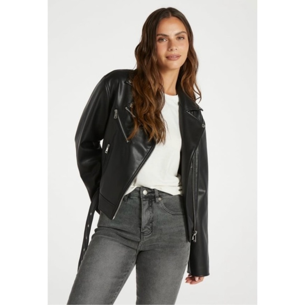 JustFab Faux Leather Jacket in Black, Szs. L & XL available